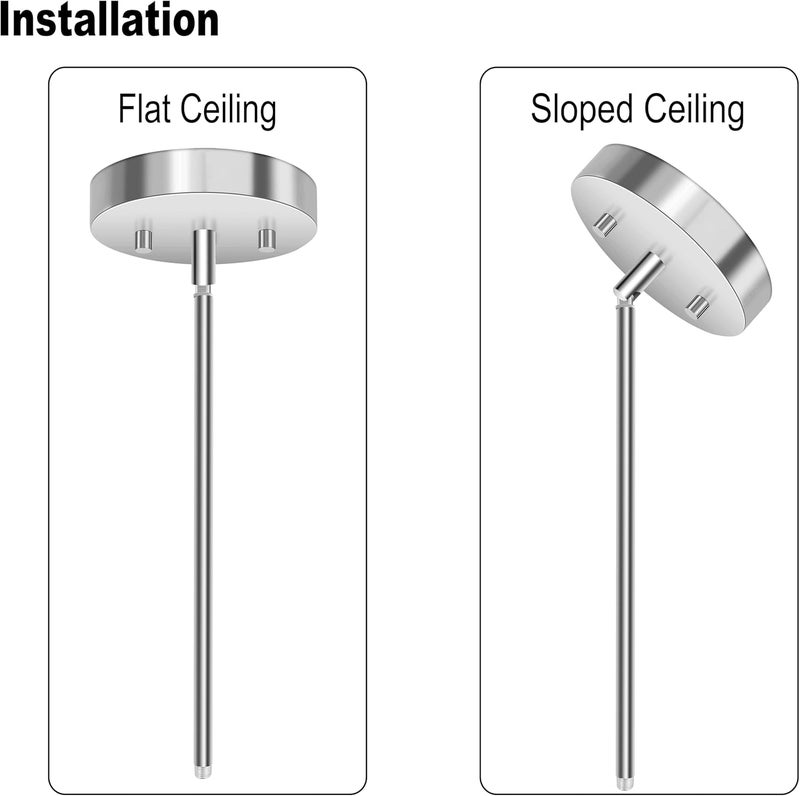 MAYOMAJO 8 Pieces M10 Threaded Extension Poles Lighting Fixture Downrods Stems & 180 Degrees Sloped Ceiling Adapter Kits for Pendant Light, Island Lighting, Chandeliers (Chrome) - Image 4